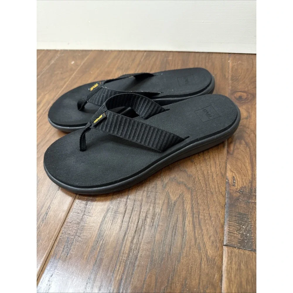 Teva Mush Flip Flops Sandals Women's 8 Black Y2K Beach Foam Lightweight Vacation